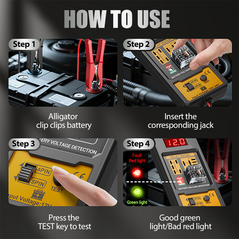 🔥Tijdelijke aanbieding!⏰ Autorelais tester met LED-scherm – directe digitale weergave, compatibel met 4/5-pins relais, veilige en betrouwbare aansluiting🔧🔋