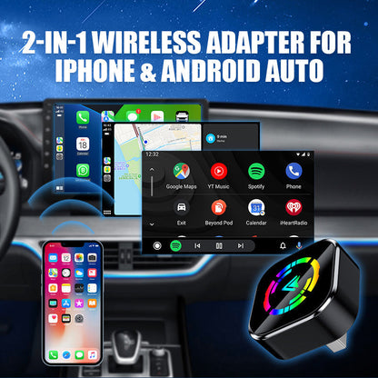 2-in-1 Draadloze Adapter voor iPhone & Android Auto