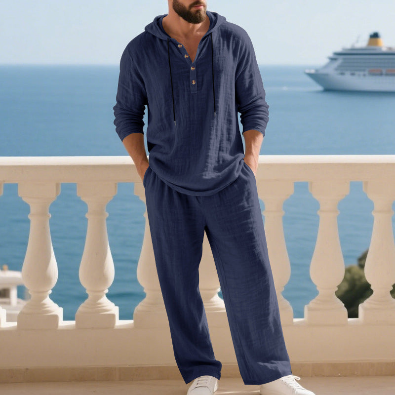 🔈🔈TIJDELIJKE AANBIEDING - 50% KORTING🔥 Heren casual top met capuchon en broek, 2-delige set