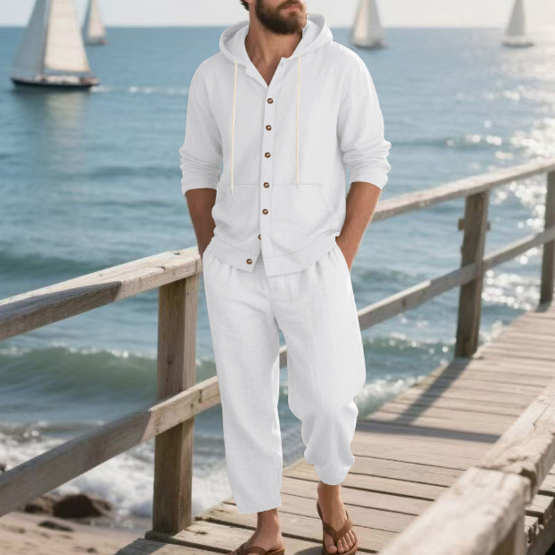 🎁2026 Nieuw binnen 50% KORTING💥Losvallende herenbovenkleding met capuchon en lange mouwen & wijde broek 2-delige set