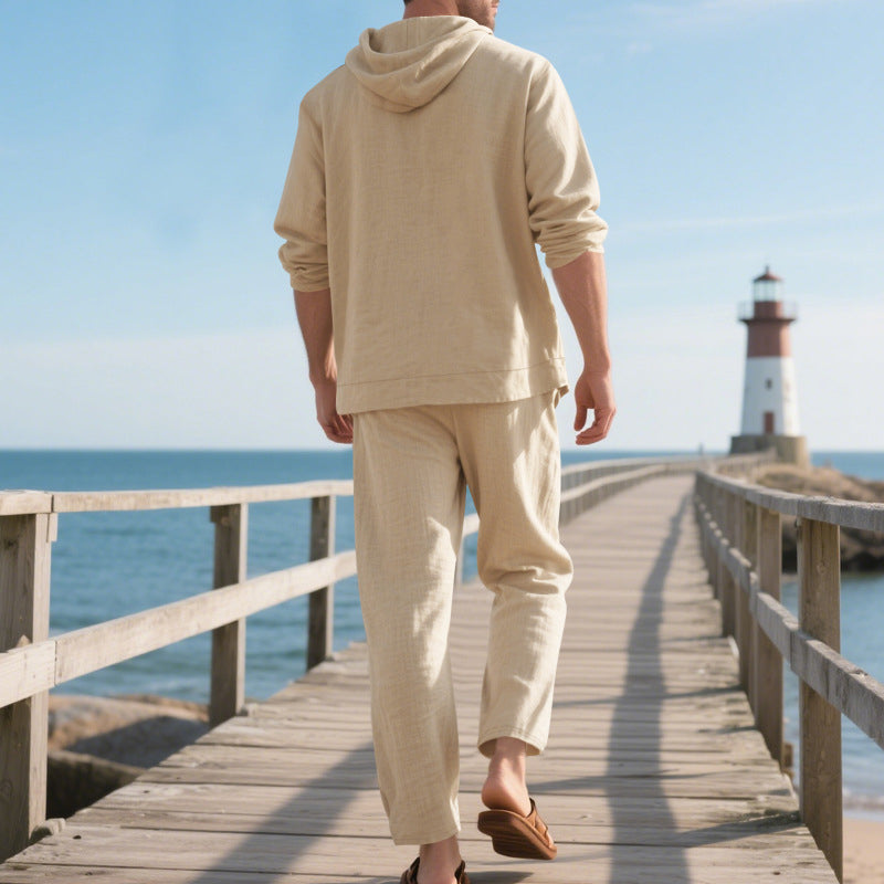 🎁2026 Nieuw binnen 50% KORTING💥Losvallende herenbovenkleding met capuchon en lange mouwen & wijde broek 2-delige set