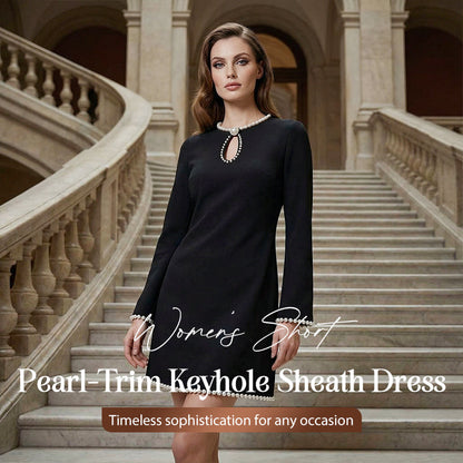 Korte Damesjurk met Faux Parelversiering & Sleutelgat – Elegant en Comfortabel | Nu 50% Korting