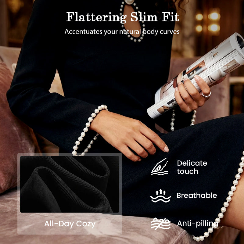 Korte Damesjurk met Faux Parelversiering & Sleutelgat – Elegant en Comfortabel | Nu 50% Korting