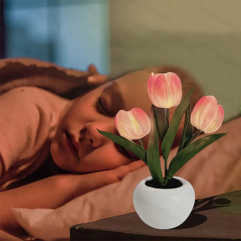 LED tulp nacht licht bloem tafellamp🌷✨Koop 2 gratis verzendin