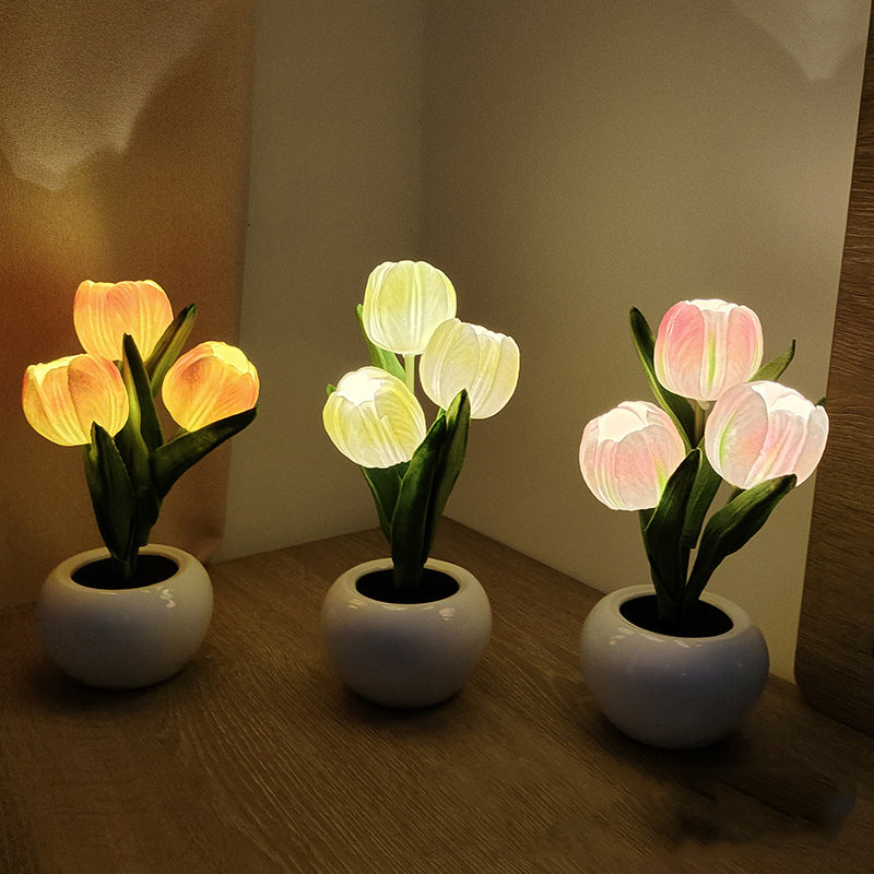 LED tulp nacht licht bloem tafellamp🌷✨Koop 2 gratis verzendin