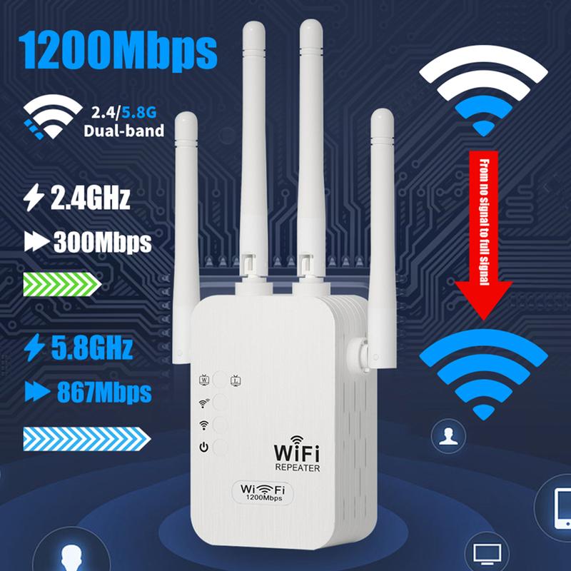 🎁Laatste dag aanbieding 49% 🔥WiFi-versterker 2026, 1200 Mbps dual-band (5 GHz/2,4 GHz) signaalversterker, dekt 930 m² en 50 apparaten, repeater met ethernetpoort voor thuis, cadeaus