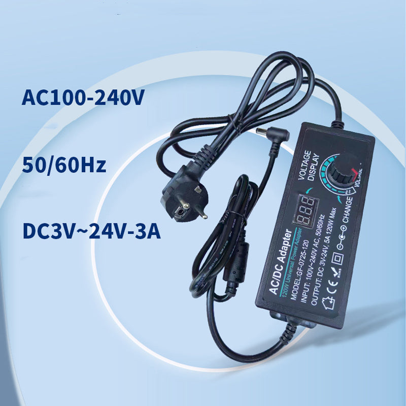 Instelbare universele AC/DC-voedingsadapter 3–24V 3A