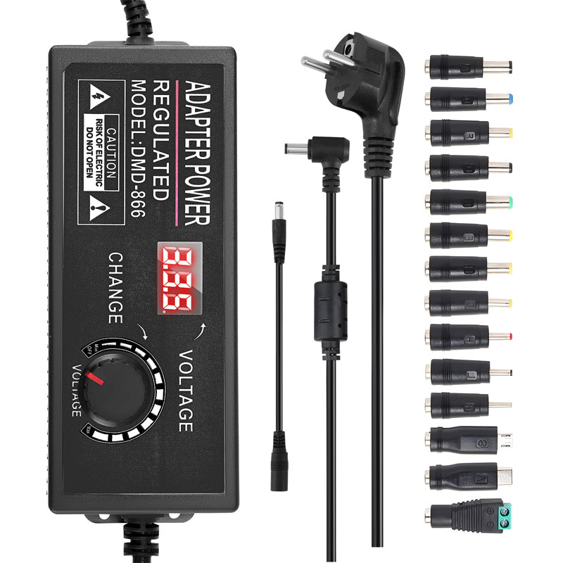 Instelbare universele AC/DC-voedingsadapter 3–24V 3A