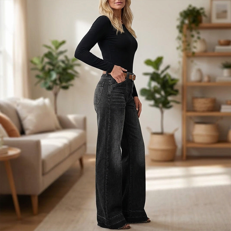 💎👖 Nu helemaal in de mode – retro flare-jeans met zakken – stijlvol en comfortabel