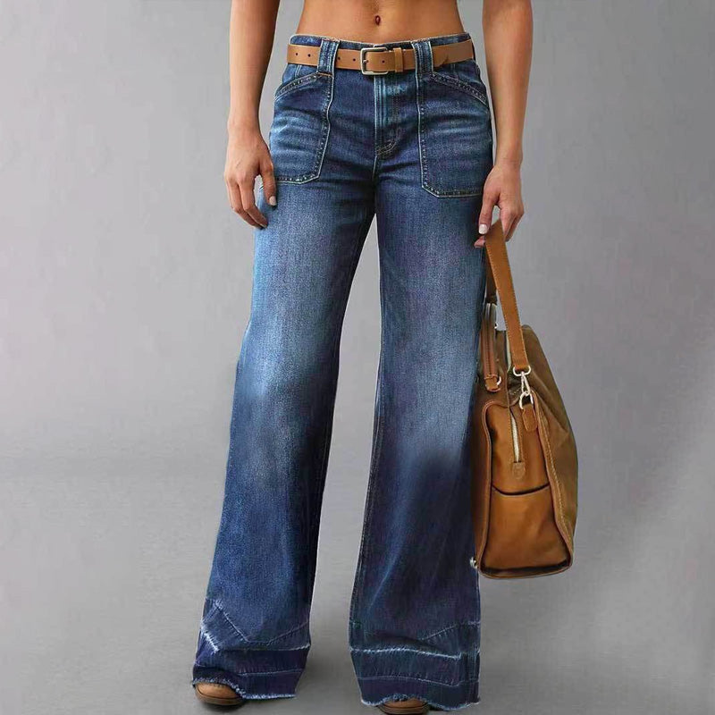 💎👖 Nu helemaal in de mode – retro flare-jeans met zakken – stijlvol en comfortabel