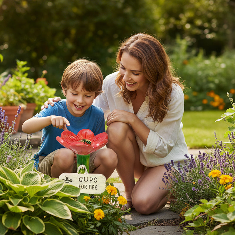 🌿🌸 Keramische bijendrinkbak in bloemvorm💦🐝Praktische waterdispenser voor bijen, weerbestendig en duurzaam – vriendelijk voor insecten!