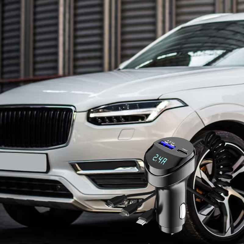 Snelladende Autolader met 3-in-1 Oplaadkabel