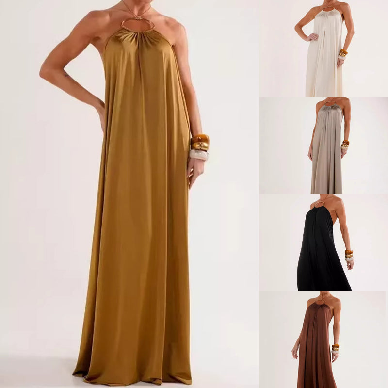 Elegante halternek maxi-jurk met open rug voor dames