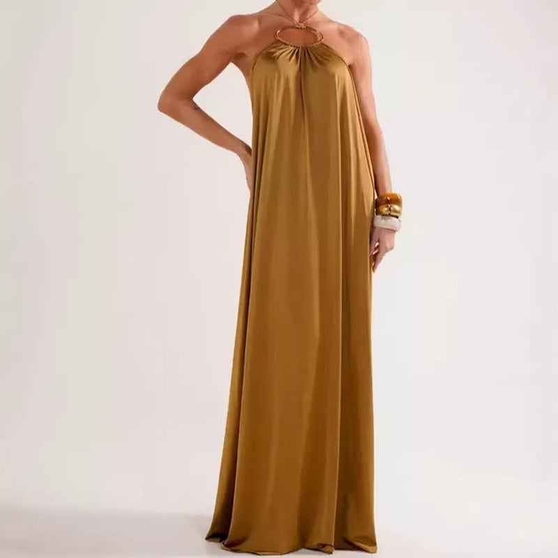 Elegante halternek maxi-jurk met open rug voor dames