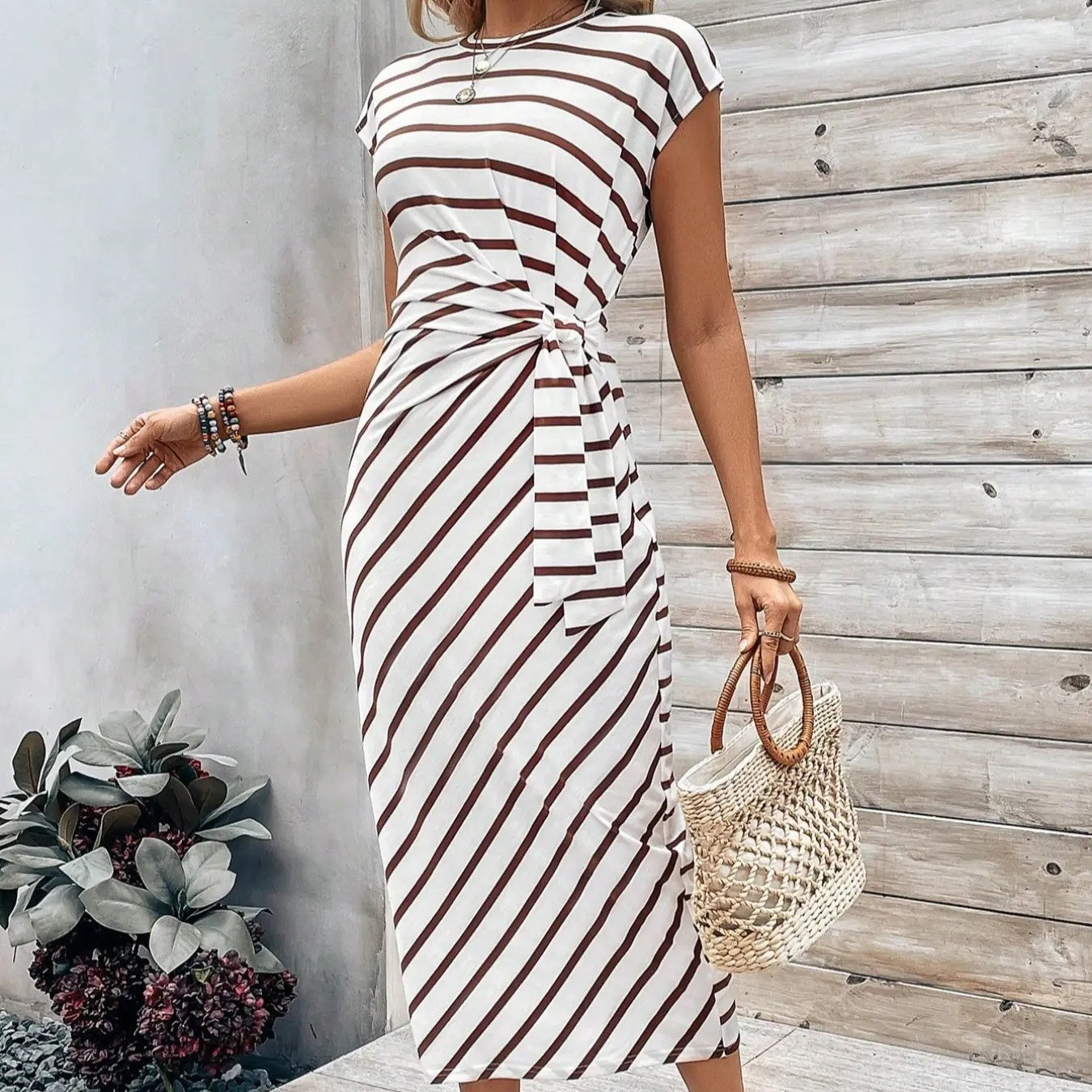 🔥LAATSTE DAG UITVERKOOP 50% KORTING!!💕Elegante jurk met strikceintuur voor dames