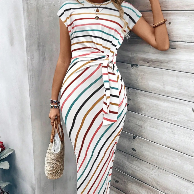 🔥LAATSTE DAG UITVERKOOP 50% KORTING!!💕Elegante jurk met strikceintuur voor dames