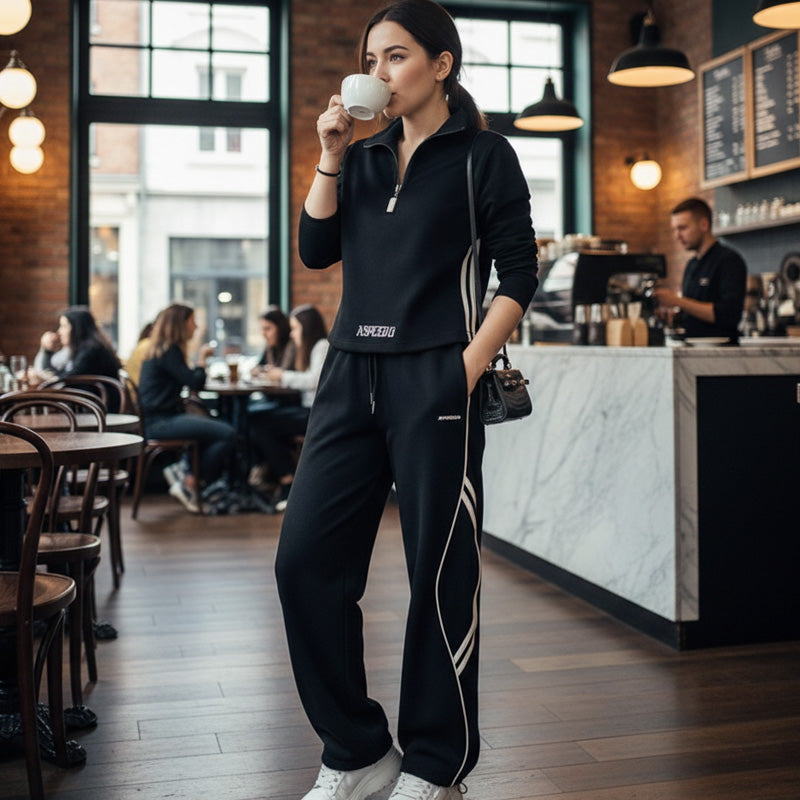 💃AFTELLEN NAAR SPECIALE AANBIEDING - 50% KORTING🌸 Casual trainingspak met halve rits voor dames