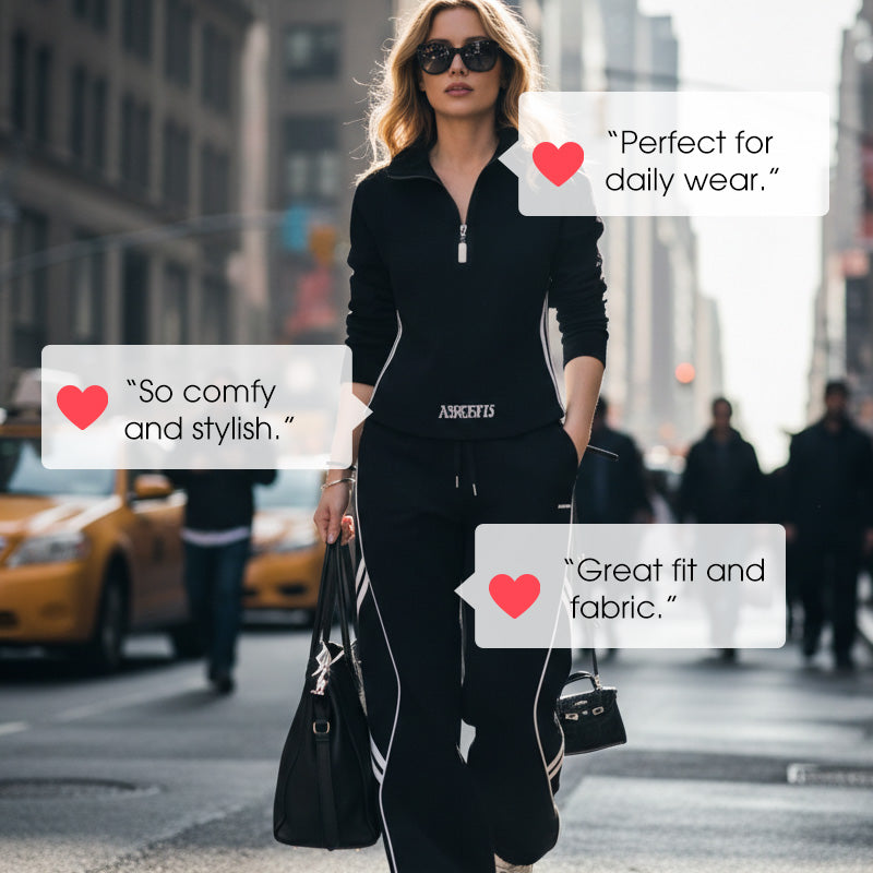 💃AFTELLEN NAAR SPECIALE AANBIEDING - 50% KORTING🌸 Casual trainingspak met halve rits voor dames