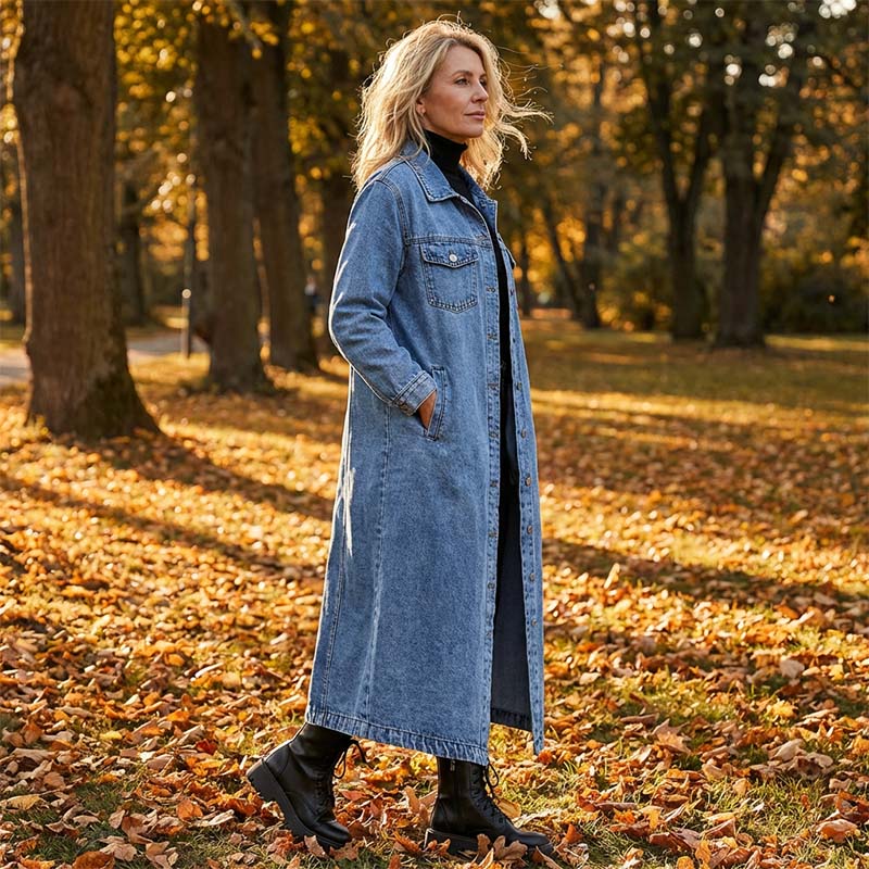 👖Lang spijkerjasje🤠Geknoopt voor een verfijnde look, open voor een stoere uitstraling✨