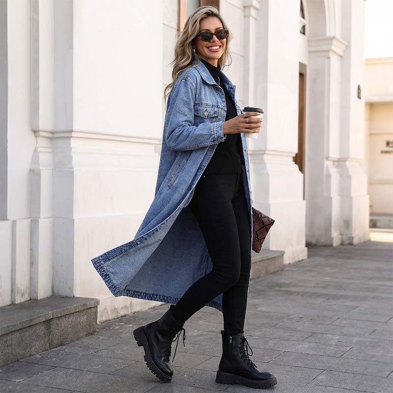 👖Lang spijkerjasje🤠Geknoopt voor een verfijnde look, open voor een stoere uitstraling✨