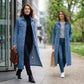👖Lang spijkerjasje🤠Geknoopt voor een verfijnde look, open voor een stoere uitstraling✨