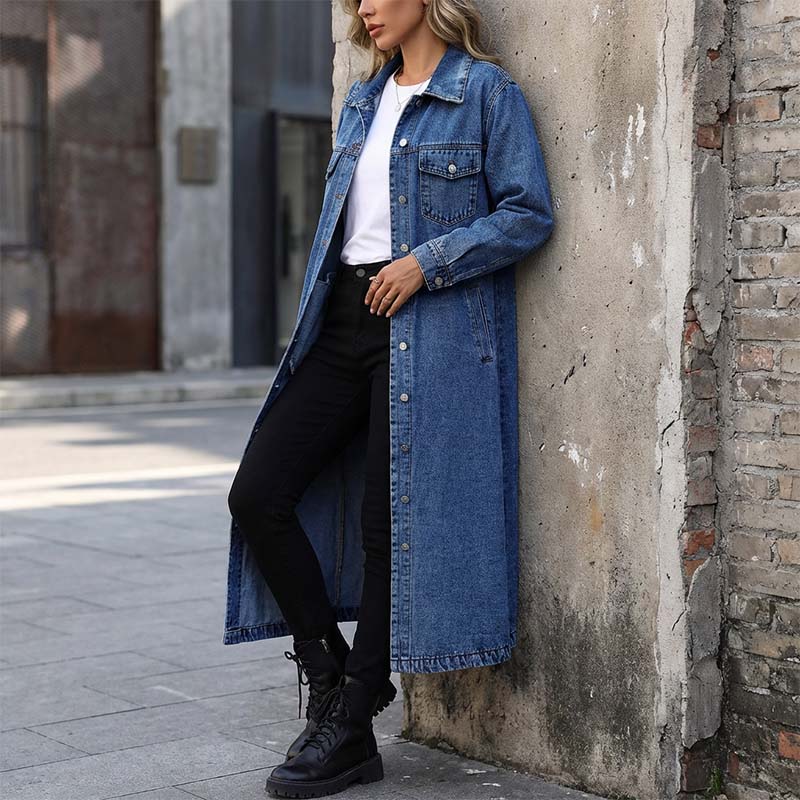 👖Lang spijkerjasje🤠Geknoopt voor een verfijnde look, open voor een stoere uitstraling✨
