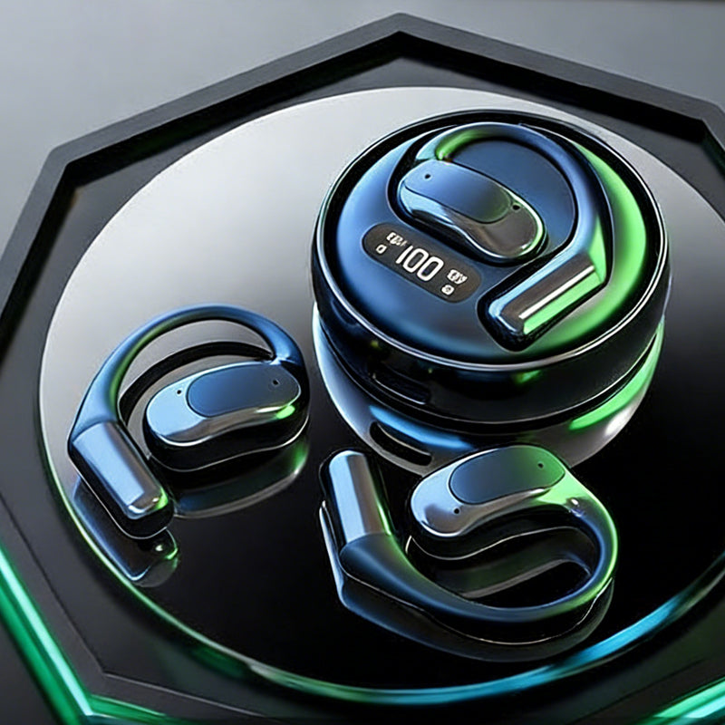 🌀【Draadloze open-ear hoofdtelefoon】— Met luchtgeleidingstechnologie✨ komt 🎵 muziek je oren binnen terwijl de wereld  blijft.💫🌍