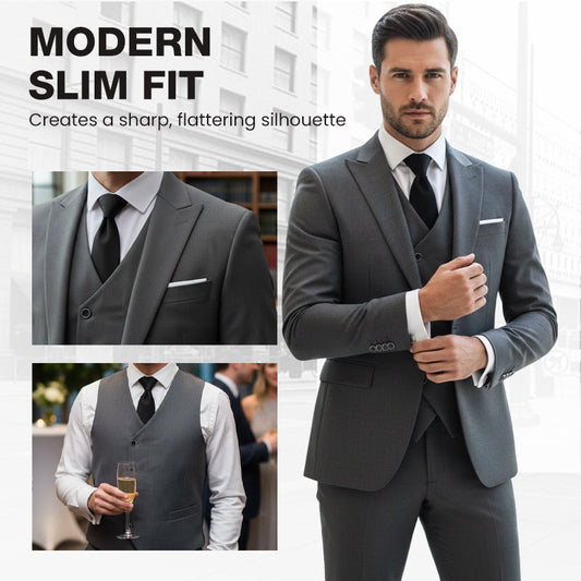 👔 Slim-Fit 3-Delig Herenpak – Perfect Getailleerd, Luxe Stof & Klaar voor Jouw Belangrijkste Moment 🤵