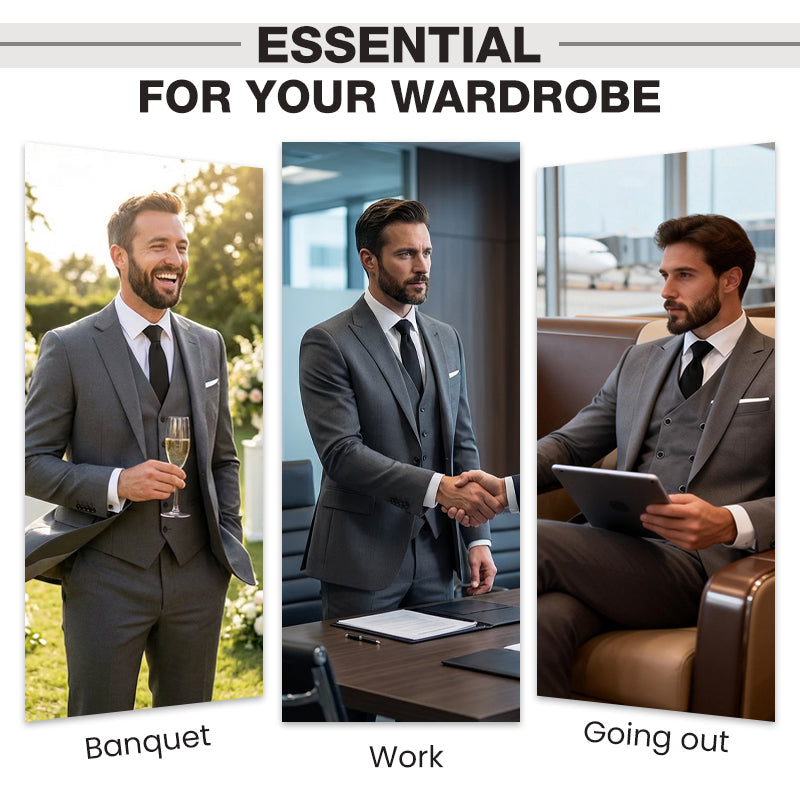 👔 Slim-Fit 3-Delig Herenpak – Perfect Getailleerd, Luxe Stof & Klaar voor Jouw Belangrijkste Moment 🤵