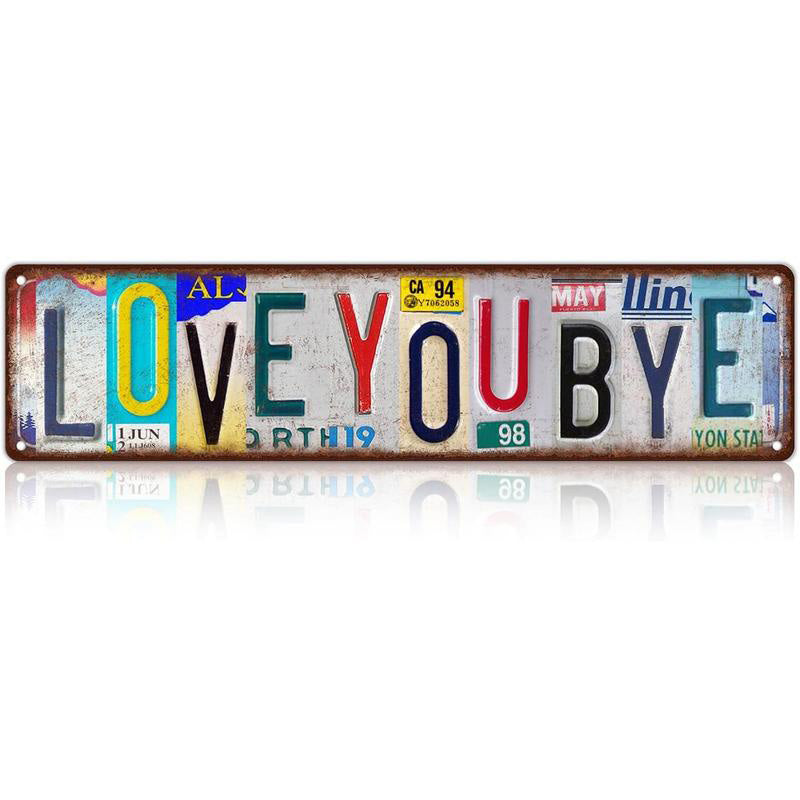 Vintage "Love You More" kentekenplaat blikken bord