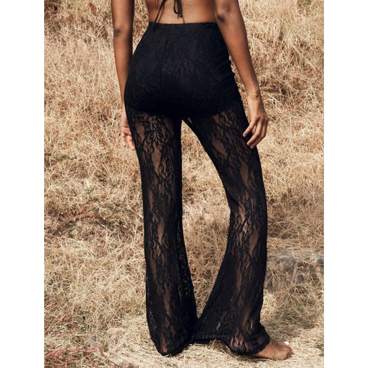 Elegante kanten flare-broek met hooggetailleerd ontwerp