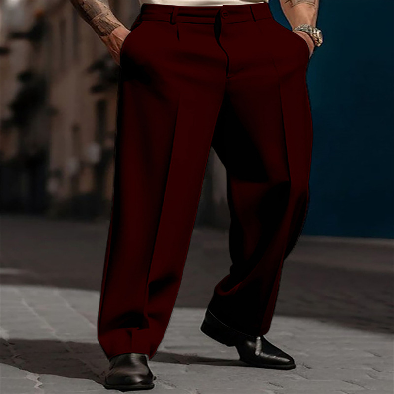 Heren casual geplooide wijde broek