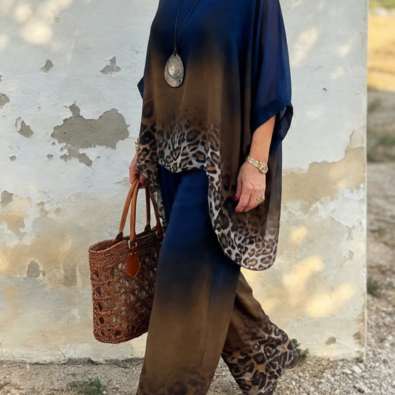 Tweedelige Luipaardprint Set met Kleurverloop – Wild & Stijlvol🤎Opvallend design, zacht materiaal – Voor dames die durven op te vallen