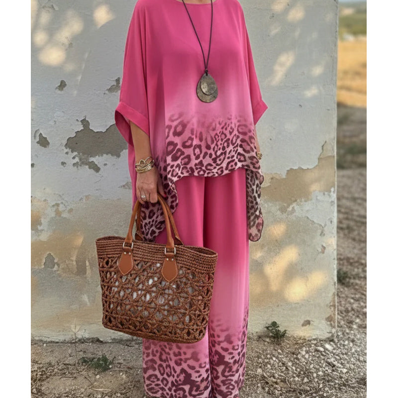 Tweedelige Luipaardprint Set met Kleurverloop – Wild & Stijlvol🤎Opvallend design, zacht materiaal – Voor dames die durven op te vallen