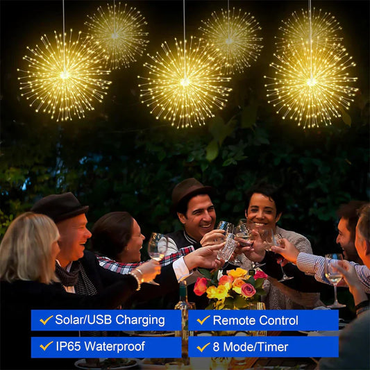 ✨ Zonne-energie Vuurwerk Lichtslinger – Magische Tuinverlichting voor Terras, Feesten & Avonden | Nu 63% Korting