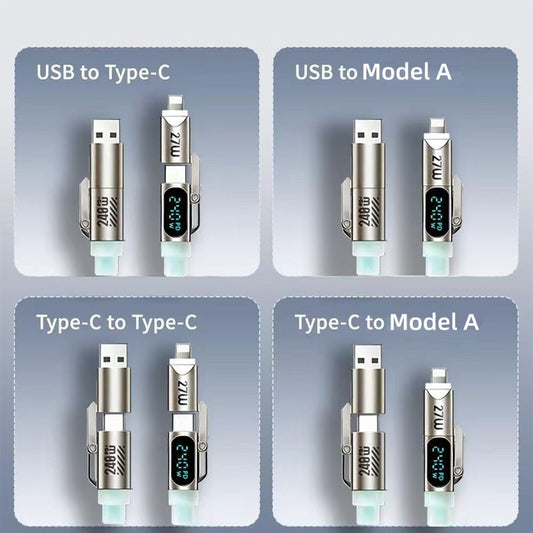 🔥Koop 2 en krijg 1 gratis🔥240 W 4-in-1 snellaadkabel met digitaal display