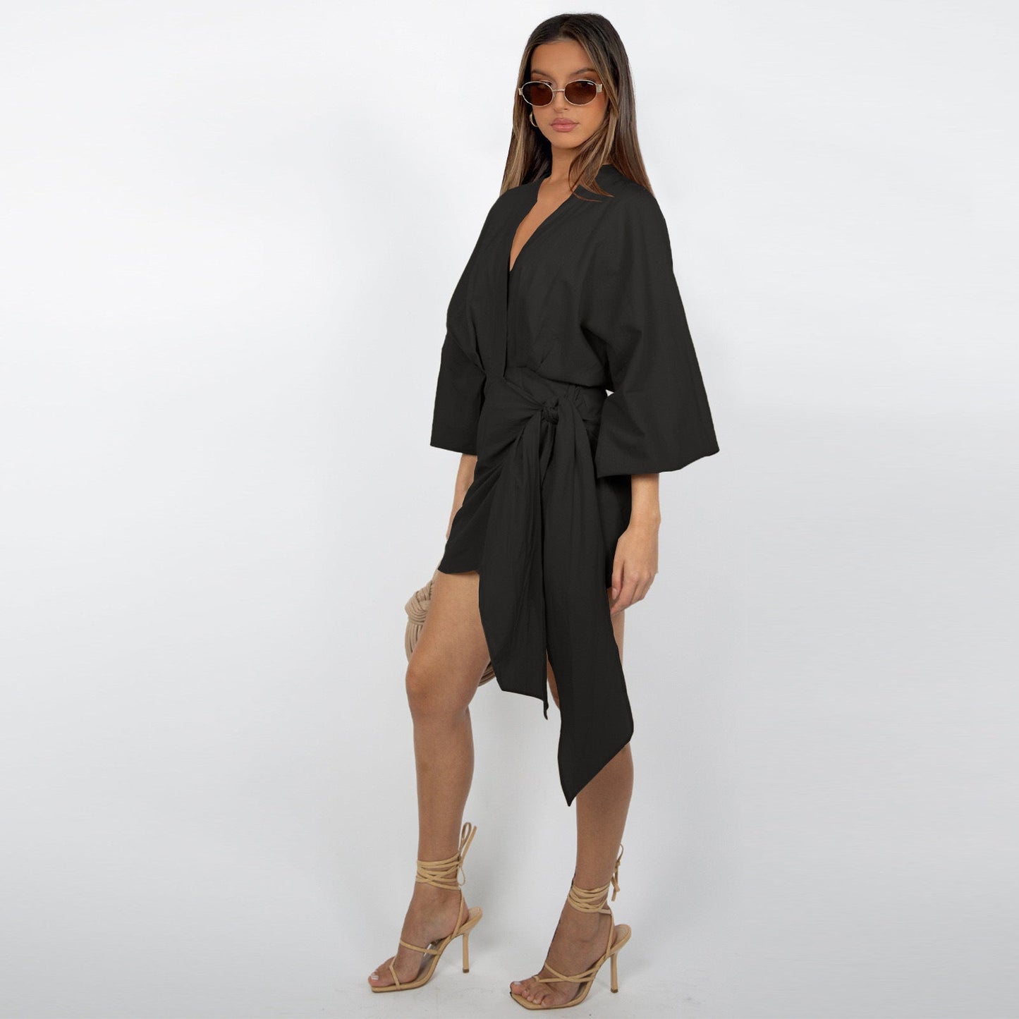 Women's V-Neck Wrap Dress – Tijdloze Elegantie voor Elke Gelegenheid