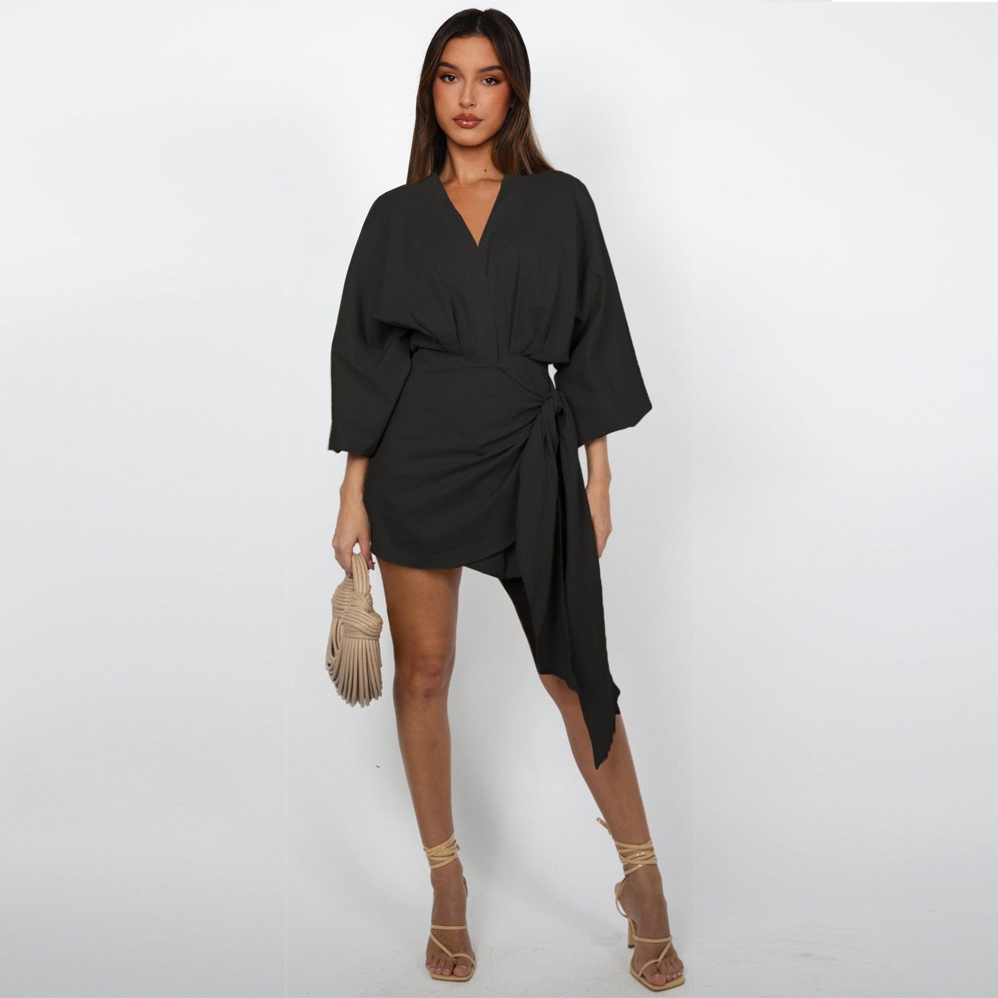 Women's V-Neck Wrap Dress – Tijdloze Elegantie voor Elke Gelegenheid