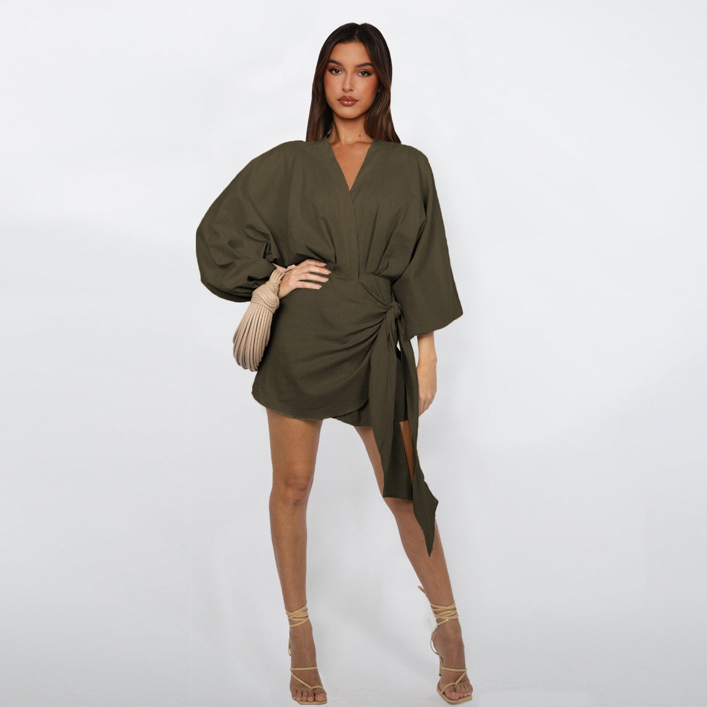 Women's V-Neck Wrap Dress – Tijdloze Elegantie voor Elke Gelegenheid