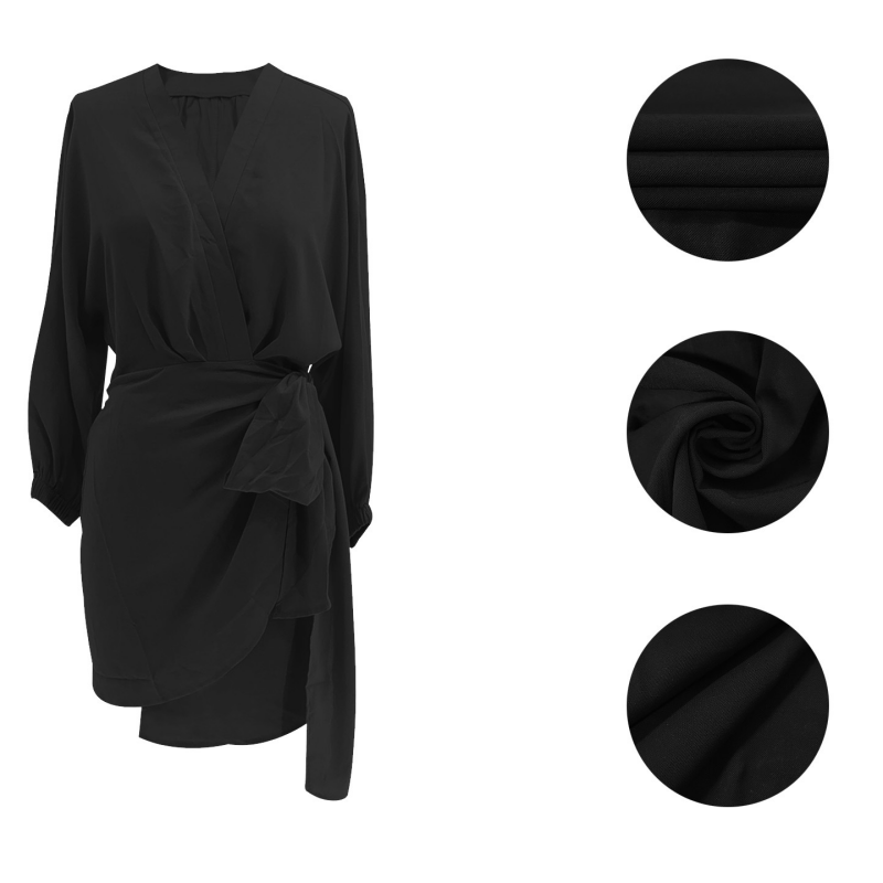 Women's V-Neck Wrap Dress – Tijdloze Elegantie voor Elke Gelegenheid