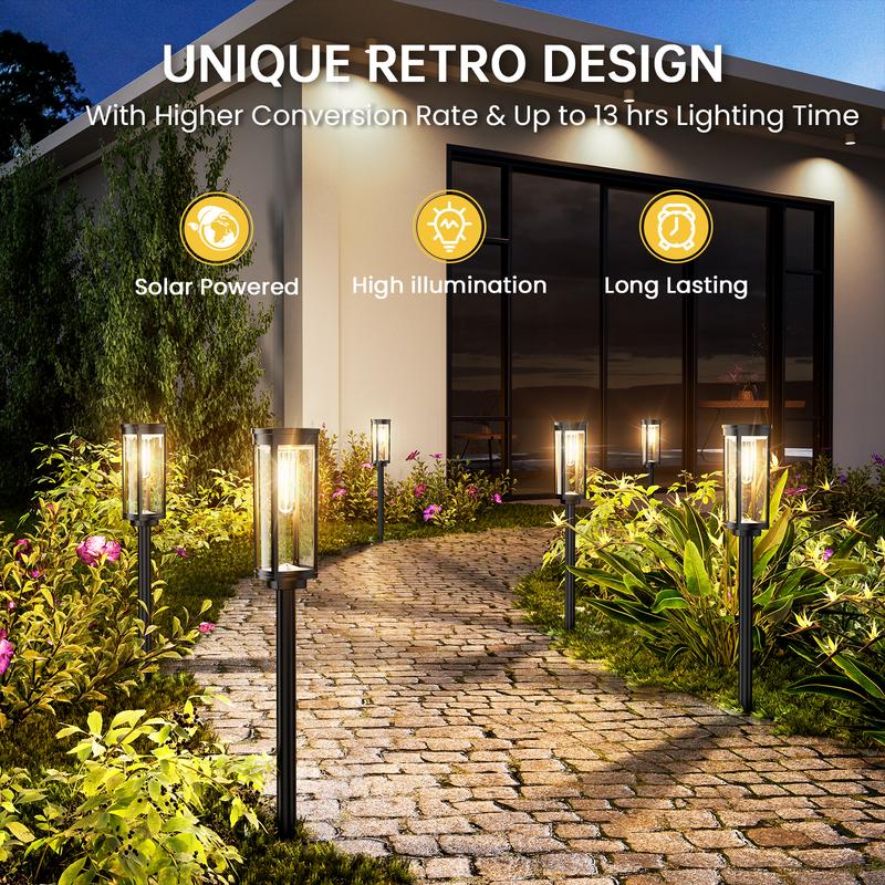 🌞Fris De Lente In Met 50% Korting!🌞 Zonne-Energie Tuinverlichting – Retro Design, 12-14 Uur Verlichting & IP65 Waterdicht