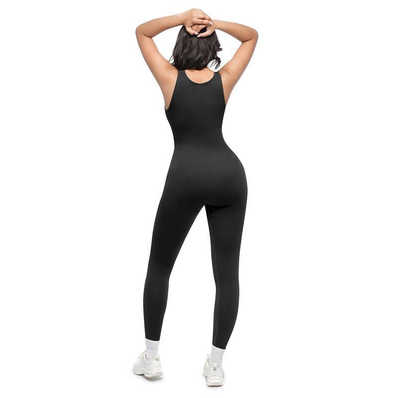Diepe V-hals corrigerend jumpsuit – ademend, hoge taille, buikondersteuning