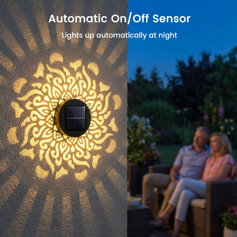 ☀️ Solar mandala lamp voor tuin & terras – 2-in-1 grondlamp & wandlamp – Decoratieve verlichting met vintage-effect – Roestvrij & duurzaam