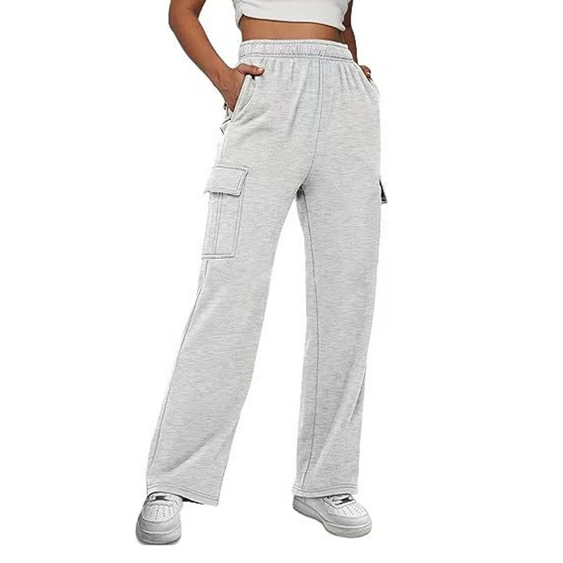 Cargo-broek voor dames met hoge taille en wijde pijpen