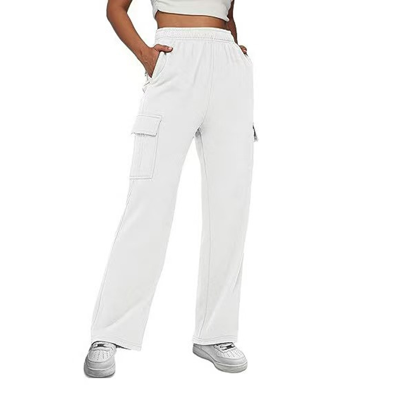 Cargo-broek voor dames met hoge taille en wijde pijpen