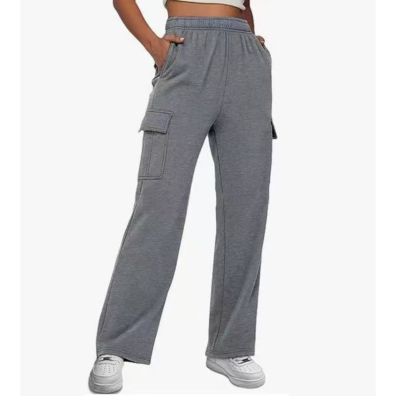 Cargo-broek voor dames met hoge taille en wijde pijpen