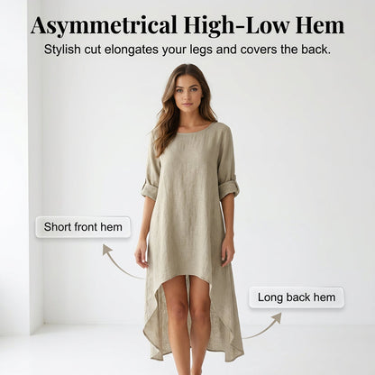 Dames tuniek met lange mouwen en asymmetrische zoom