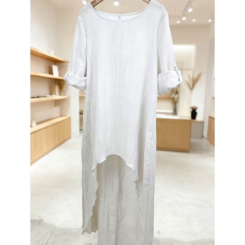 Dames tuniek met lange mouwen en asymmetrische zoom