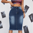 Denimrok met hoge taille en gerafelde zoom voor dames