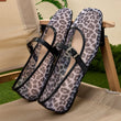 Damesballerina's met luipaardprint en mesh